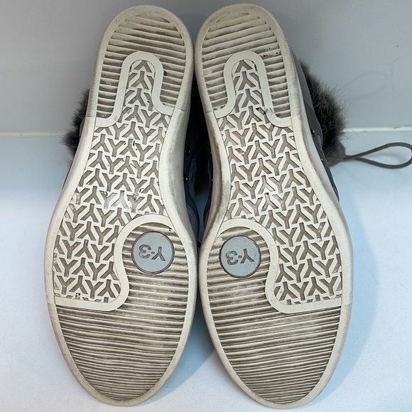 Y-3 Yohji Yamamoto Adidas Leather Wedge Sneaker US 8.5 Fur Trim Gray GUC - Picture 8 of 14